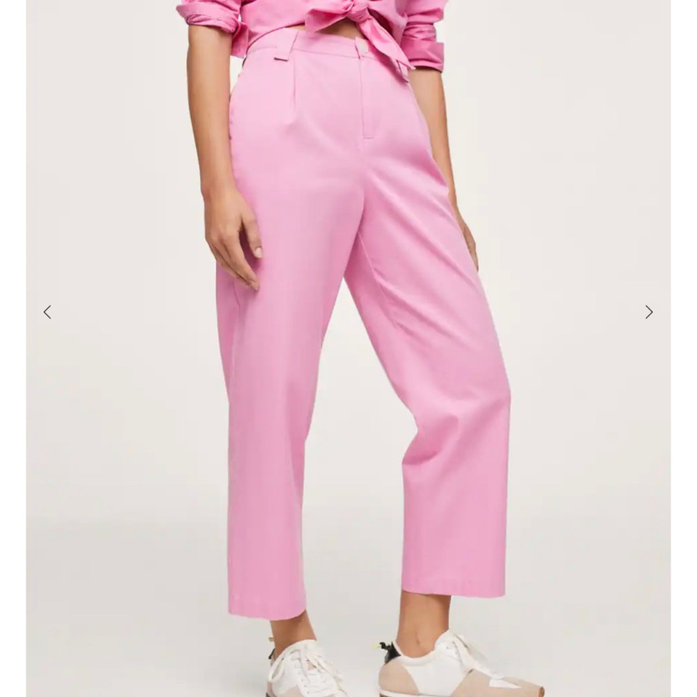 Mango cotton pleated high waist pants us 2
